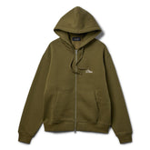 Dime Cursive Zip Hoodie (Dark Olive)