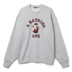 A Bathing Ape Map Camo College Relax Fit Crewneck Sweatshirt (Grey)