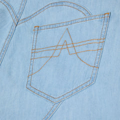 AREA Crystal Rosette Wide Leg Jean (Super light blue)