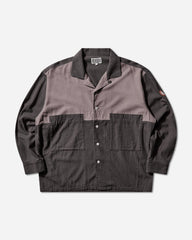 Men's Coloured Cotton Twill Open Shirt Charcoal