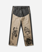 Men's 10 Pocket Double Knee Denim Pants Washed Black