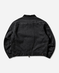 Men's 14oz Black x Black Denim Bone Lining Reversible Zip-Up Work Jacket Black