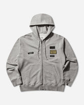 Men's Label Patch Zip Hoodie Light Grey Melange