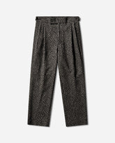 Men's Leopard Jacquard Side Tab Tucked Trousers Charcoal