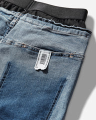 Loose Fit Waistband Denim Jeans Blue
