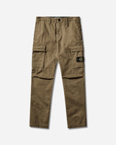 Men's Organic Cotton Stretch Broken Twill 'OLD' Effect Cargo Pants Military Green