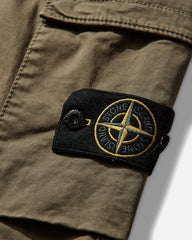 Men's Organic Cotton Stretch Broken Twill 'OLD' Effect Cargo Pants Military Green