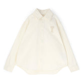 AMI Overshirt With Knitted AMI De Coeur (Blanc creme)