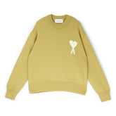 AMI Crewneck Sweater With Contrasted AMI De Coeur (Matcha/Ecru)