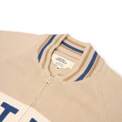 Adidem Asterisks Knit Sport Zip Up Sweater (Beige)