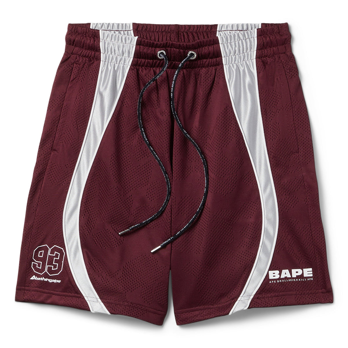 A Bathing Ape Solid Camo Jacquard Multilogo Relaxed Fit Sweat Shorts (Burgundy)