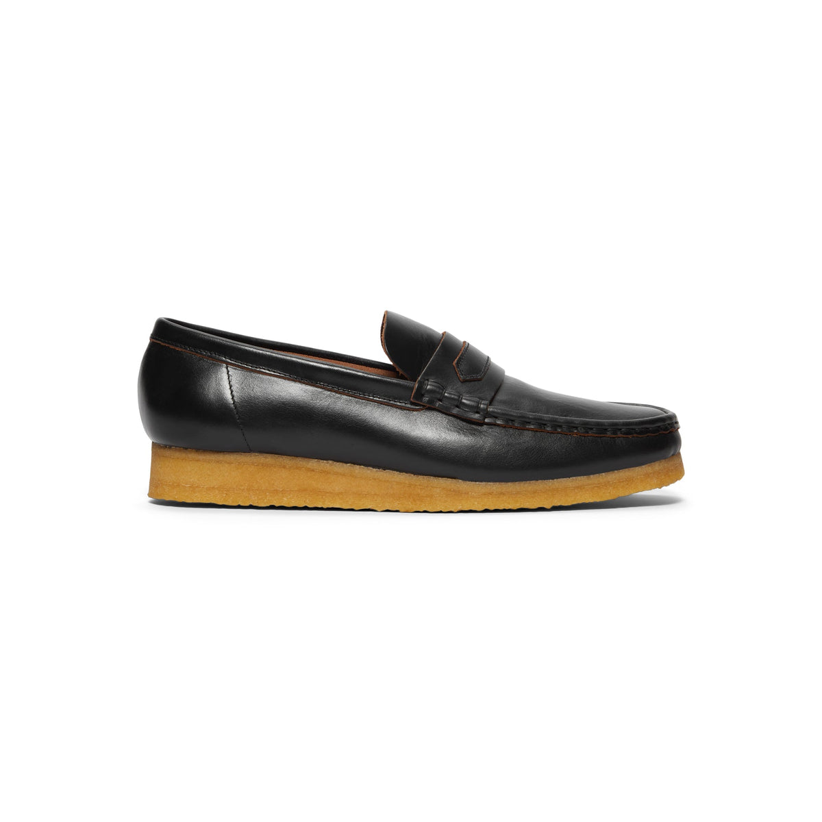 Clarks Wallabee Penny Loafer  (Black Smooth Leather)