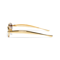 Bottega Veneta Sardine Oval Sunglasses (Gold/Grey)