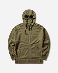 Men's Diagonal Raised Fleece Goggle Zipped Hoodie Dried Herb