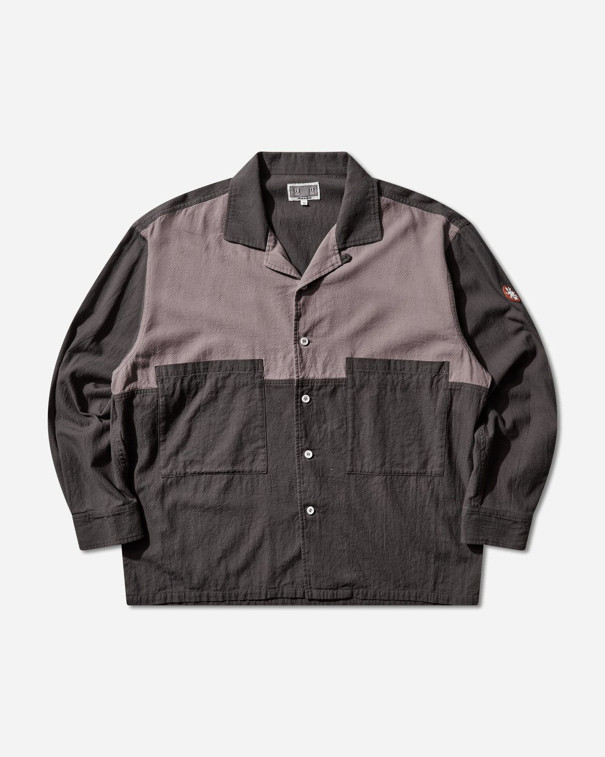 Men's Coloured Cotton Twill Open Shirt Charcoal