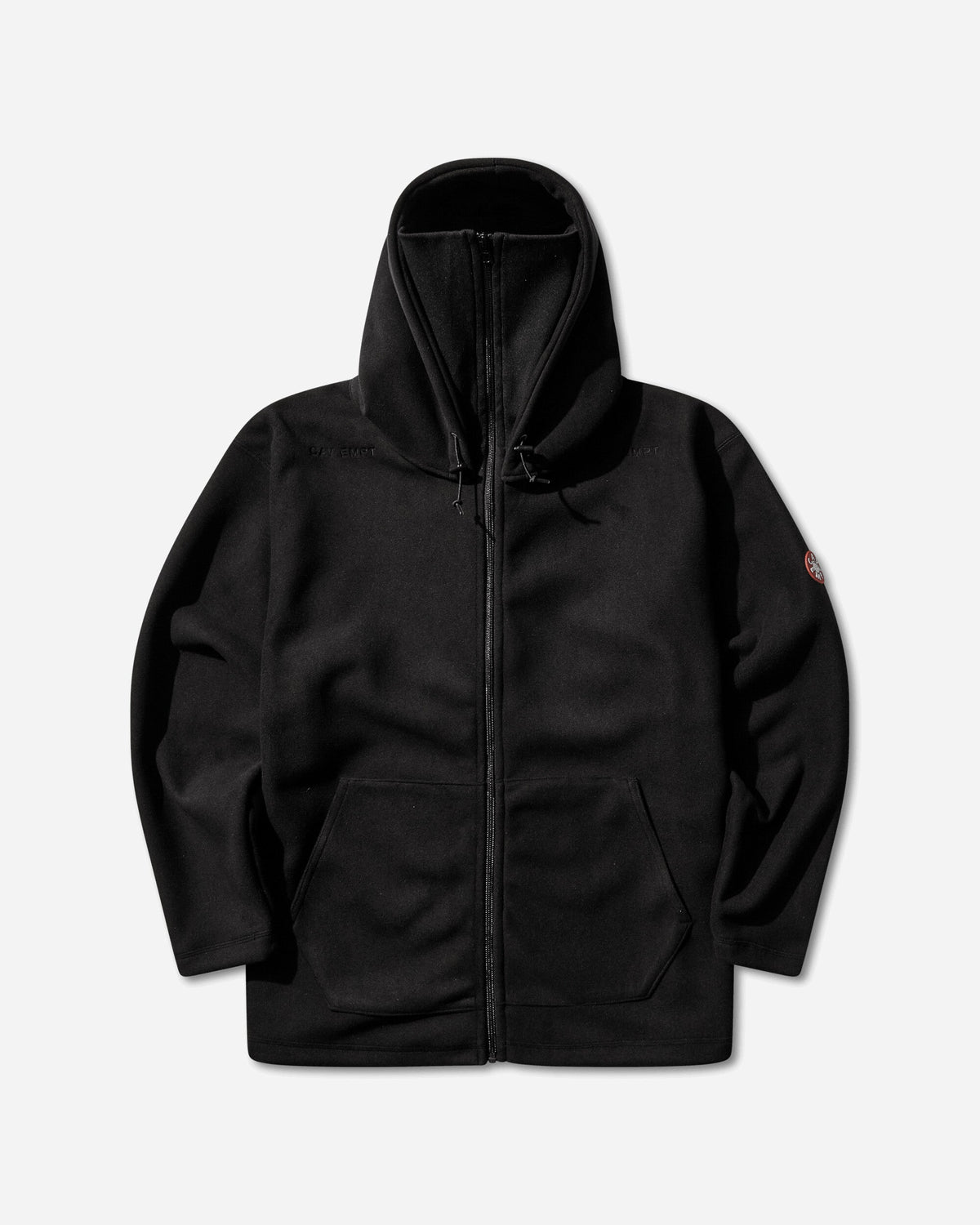 Men's Attached Hood Zip Up Fleece Jacket Black