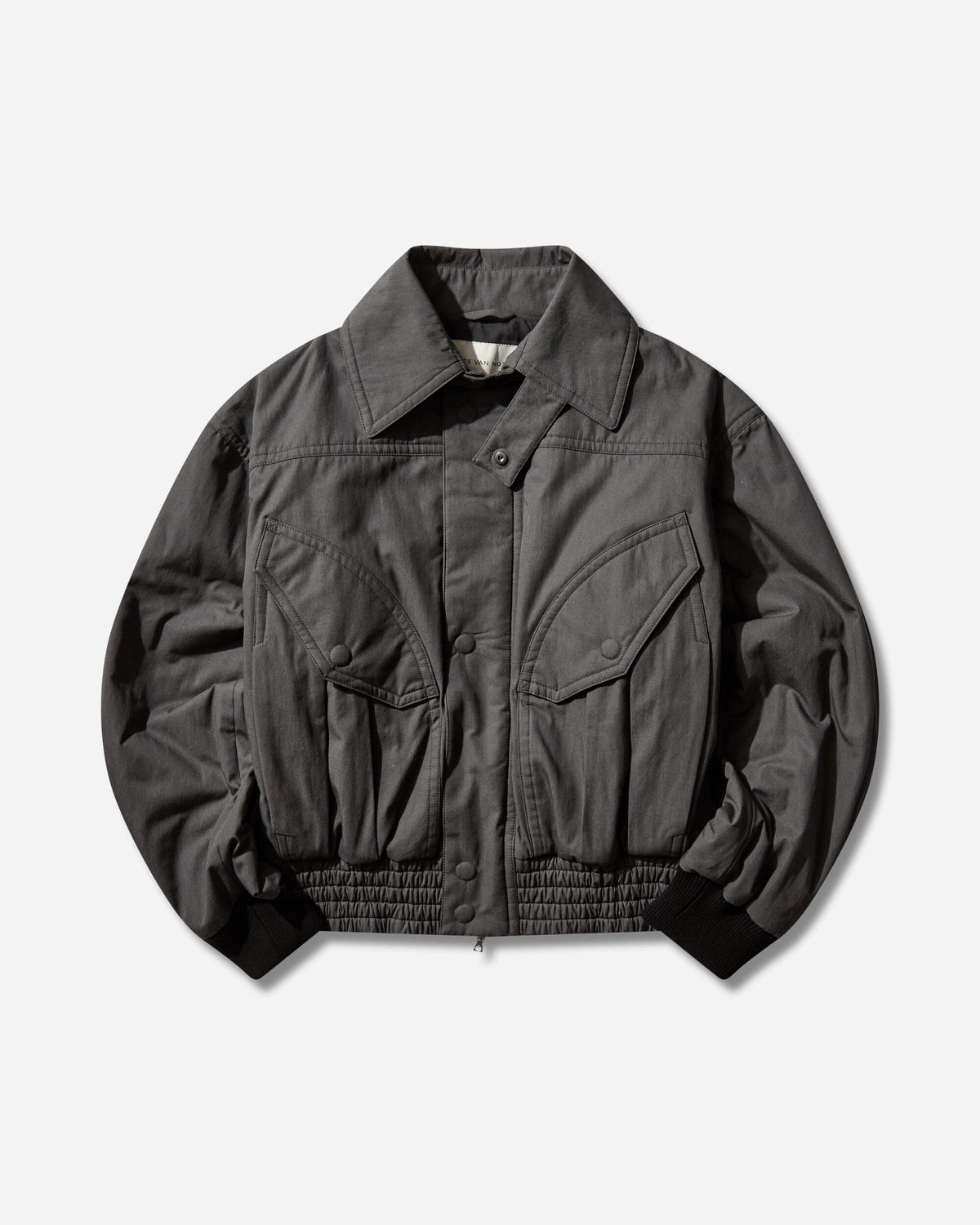 Men's Overdyed Cotton Bomber Jacket Dark Grey