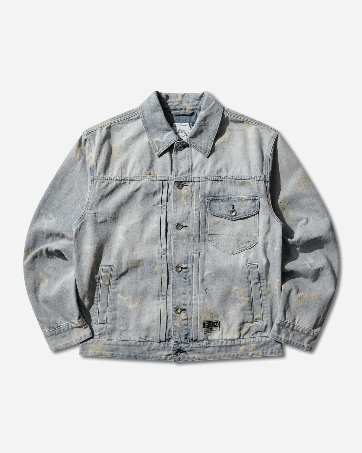 Men's All-Over Seagull Jacquard Denim Jacket Indigo