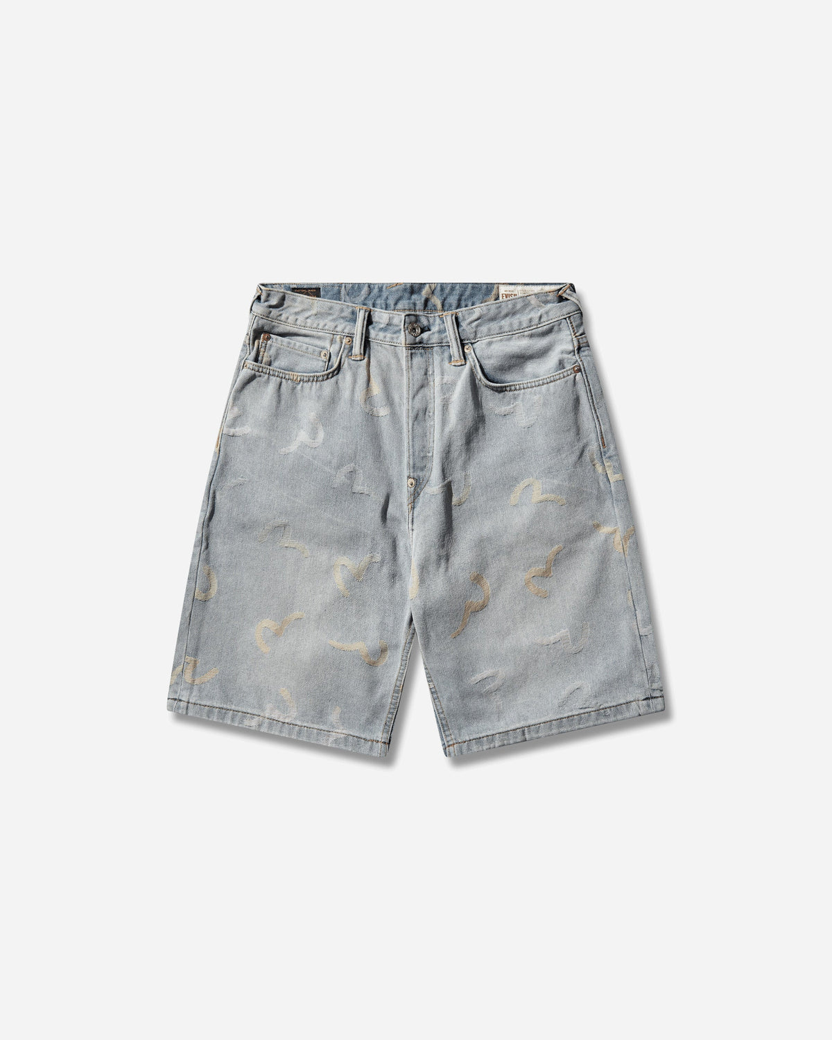 Men's All-Over Seagull Jacquard Denim Shorts Indigo