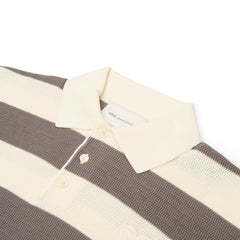 AMI Short Sleeves Polo With AMI De Coeur Patch (Blanc creme/Carbone)