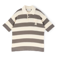 AMI Short Sleeves Polo With AMI De Coeur Patch (Blanc creme/Carbone)