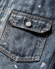 Men's New Manual Printed Denim Jacket Indigo
