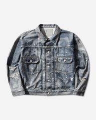 Men's New Manual Printed Denim Jacket Indigo
