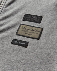Men's Label Patch Zip Hoodie Light Grey Melange