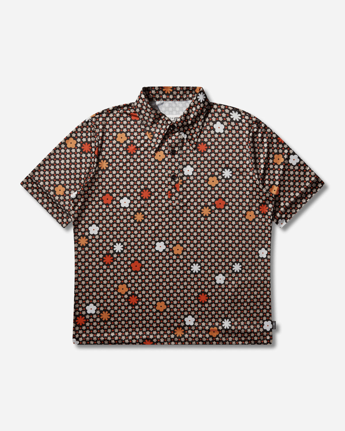 Men's Floral Polo Shirt Black / Red