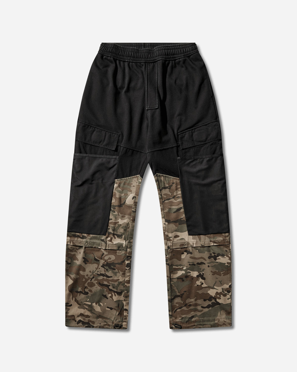 Men's Camo Cargo Half Leg Sweatpants Black