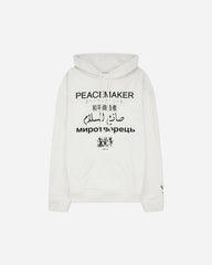 Men's Languages Print Loose Fit Hoodie White