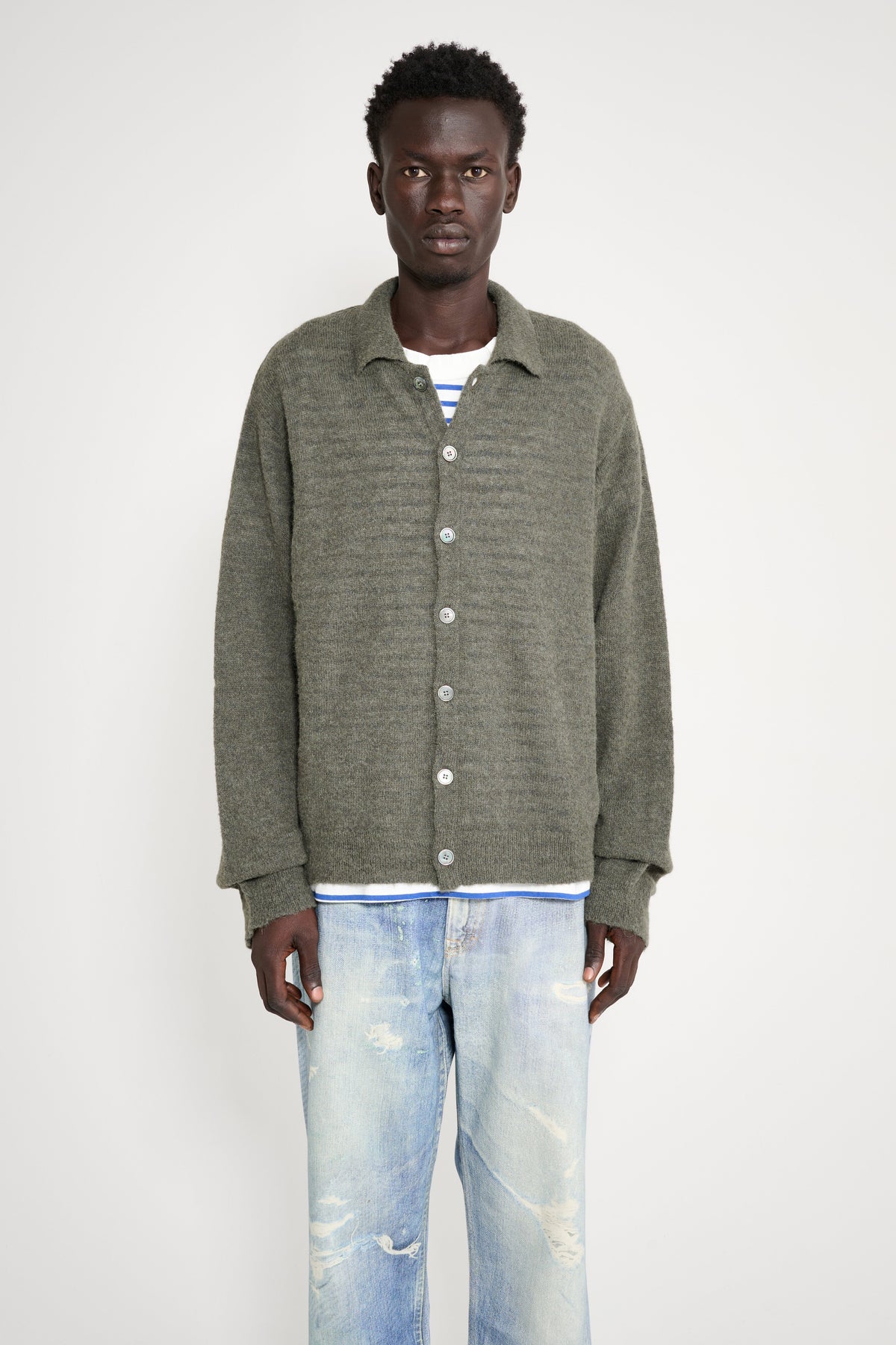 Our Legacy Evening Polo Moss Green Fuzzy Alpaca