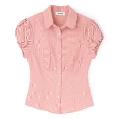 Danielle Guizio Liana Gingham Top (Red love)