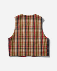 Men's Checked Wool Waistcoat Red