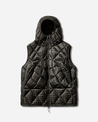 Men's Nuna 600 Fill Power Printed Check Hooded Down Vest Anthracite