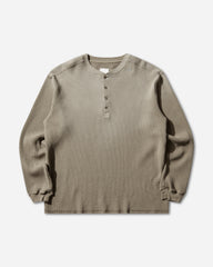 Men's Bee Sun Faded Organic Waffle Serafino Long Sleeve Top Grey / Green