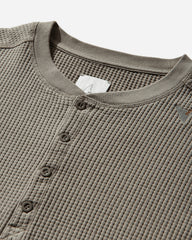 Men's Bee Sun Faded Organic Waffle Serafino Long Sleeve Top Grey / Green