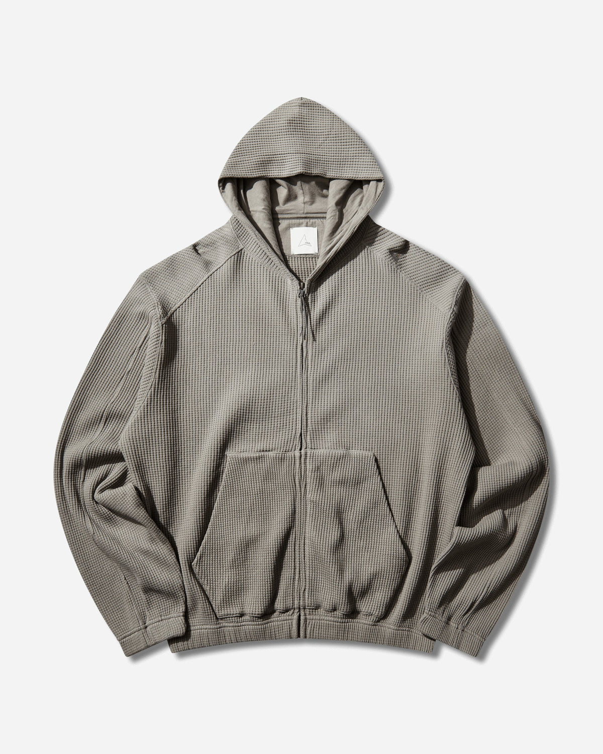 Men's Bee Sun Faded Organic Waffle Zip Up Hoodie Grey