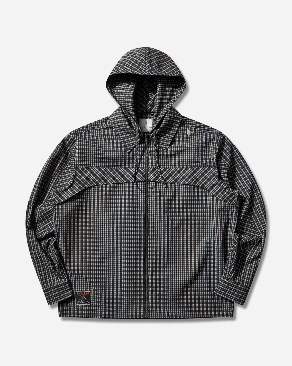 Men's Aair FloWeave Printed Check Long Sleeve Hooded Shirt Anthracite