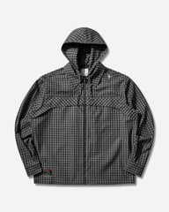 Men's Aair FloWeave Printed Check Long Sleeve Hooded Shirt Anthracite