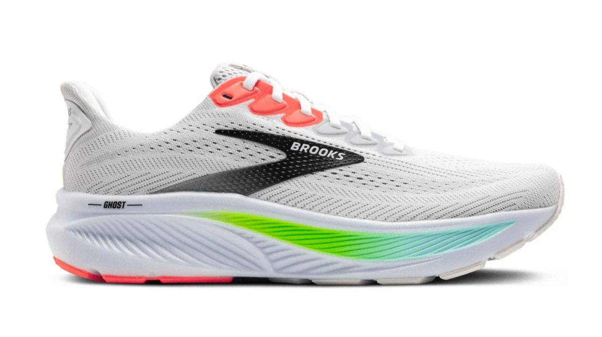 Brooks Ghost 17 White Pink Clay Gecko Men's