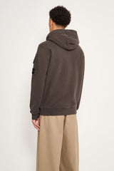Stone Island Brushed Fleece Zip-Up Hooded Sweatshirt Grey