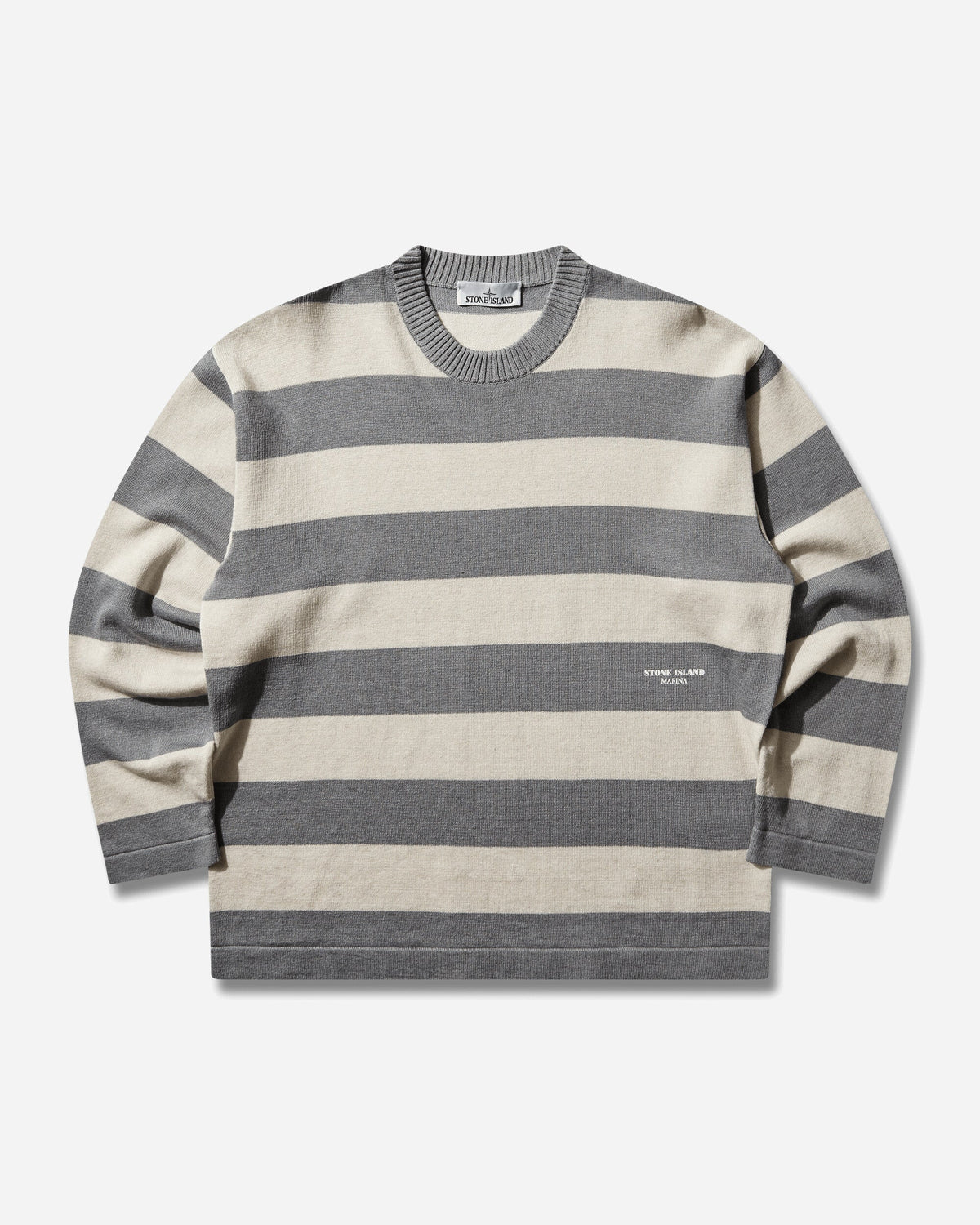 Men's Marina Striped Crewneck Jumper Ivory