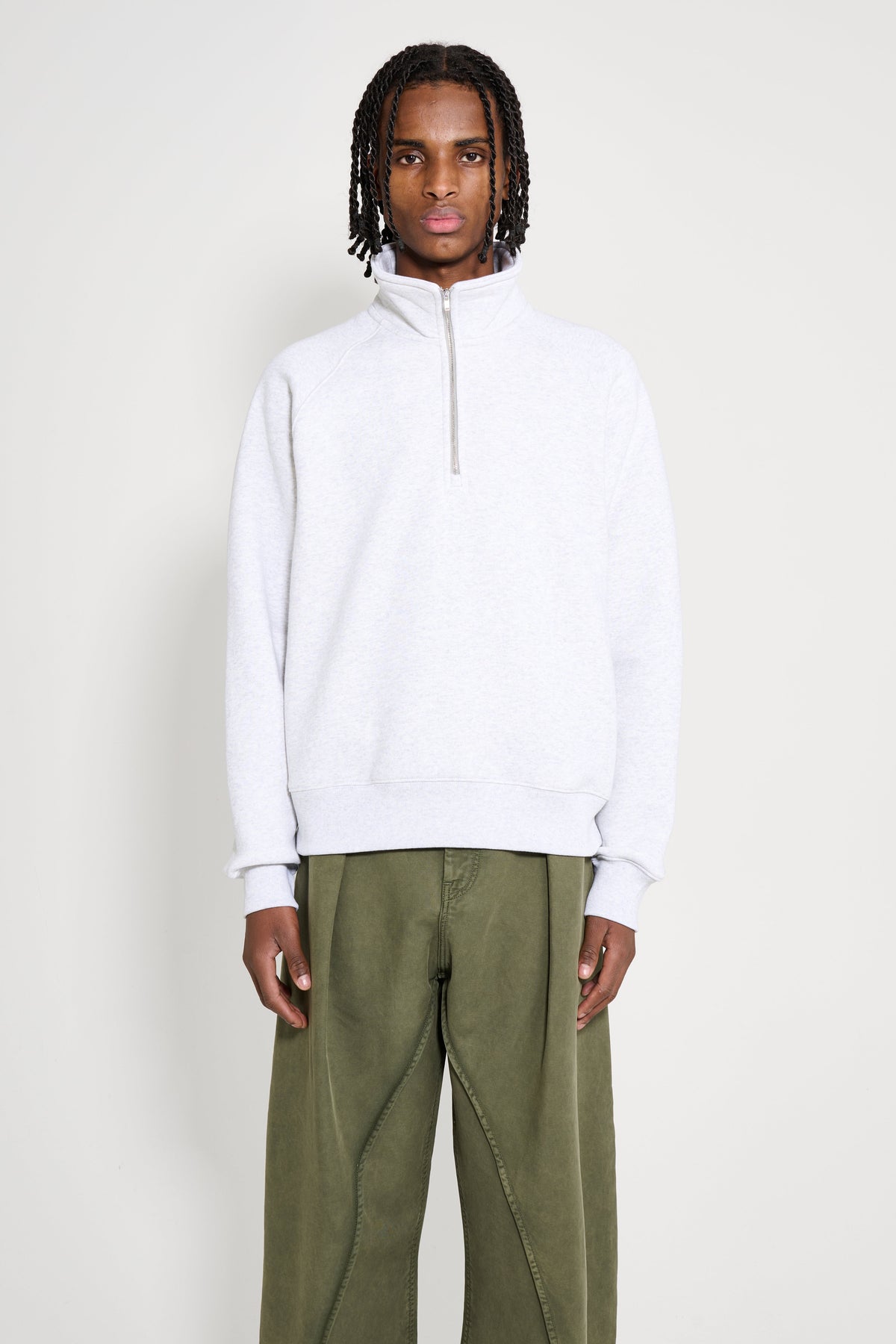 Stüssy Fleece Raglan Zip Mock Ash Heather