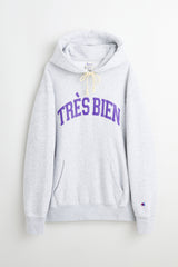 TRÈS BIEN x Champion Reverse Weave Arch Logo Hoodie Grey