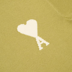 AMI Crewneck Sweater With Contrasted AMI De Coeur (Matcha/Ecru)