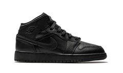 Nike Air Jordan 1 Mid Triple Black (GS) Women's