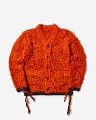 Men's Furry Knit Cardigan Orange