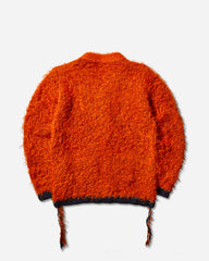 Men's Furry Knit Cardigan Orange