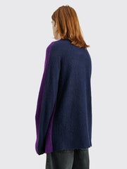 TRÈS BIEN everywear Split Knitted Sweater Wool Blend Purple / Navy